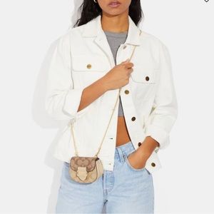 Coach Morgan Card Case On A Chain In Blocked Signature Canvas * New in Bag*